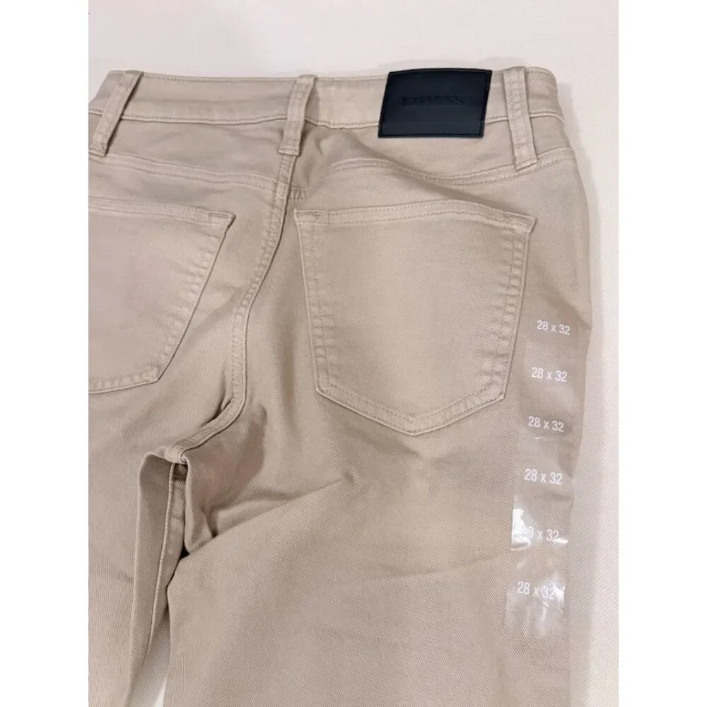 Men's Express Khaki Slim Straight Jeans 28x32 NWT